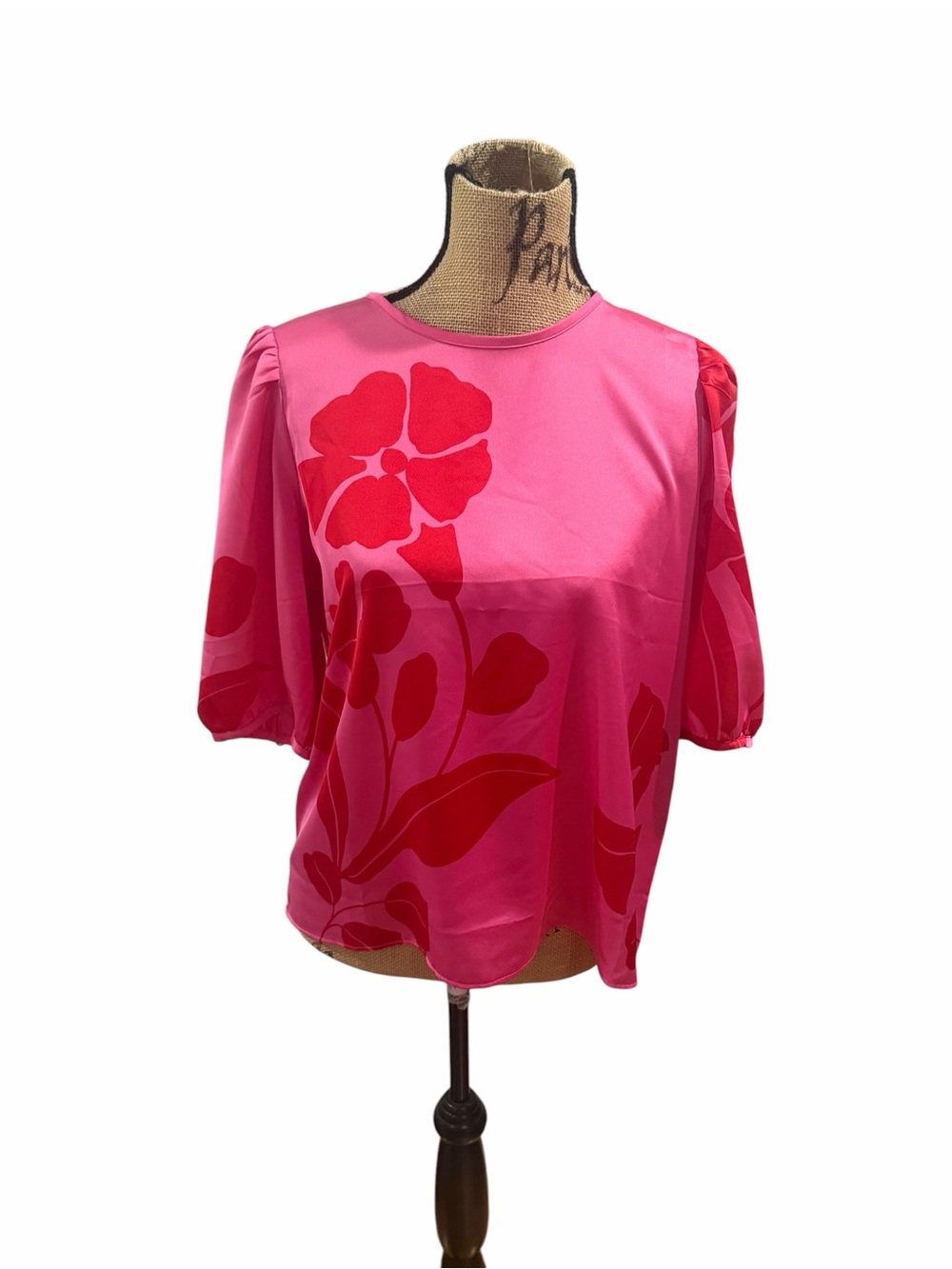 Ann Taylor Pink Floral Short Sleeve Blouse